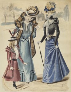 Modeplatte, auf dem Boulevard, Illustration aus La Nouvelle Mode, 1897 (Farbstich) von French School