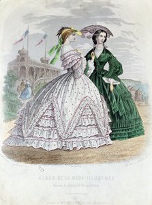 Modische Pariser Damen am Meer, 1861 von French School