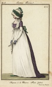 Modische Frau mit Minerva-Hut in den Tivoli-Gärten von French School