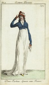 Modische Frau mit Halb-Turban und Spencer-Jacke von French School