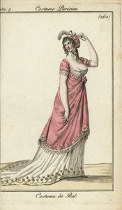 Modische Frau in einem luxuriösen Ballkleid, Paris von French School