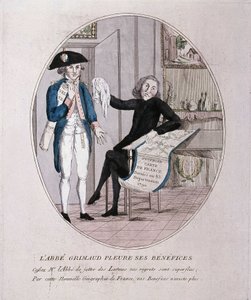 Vater Grimaud trauert um seine Gewinne, eine Karikatur der Revolution, späte 18. Jahrhundert