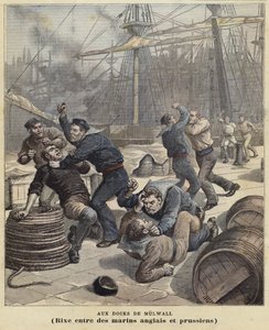 Kämpfe zwischen englischen und preußischen Matrosen an den Millwall-Docks von French School