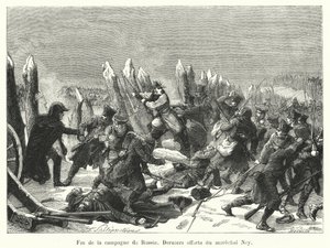 Ende des Russlandfeldzugs, letzte Anstrengungen von Marschall Ney (Gravur) von French School