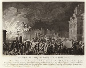 Brand am Corps du Garde auf der Pont Neuf in Paris von French School