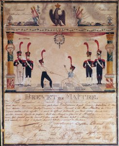 Erstes Kaiserreich: Meister der Waffen-Zertifikat von 1813. Fechtdiplom, Paris, Armeemuseum von French School