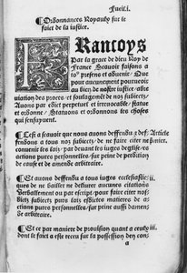 Erste Seite der Verordnung von Villers-Cotterets, 1539