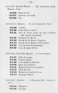 Erste Teilnahme von Le Douanier Rousseau am Salon des Independants, Katalog, Seite 112, Paris, 1905 von French School
