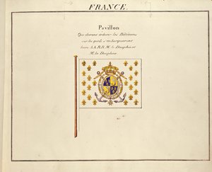 Flagge des Dauphin und der Dauphine, Louis-Antoine und Marie-Therese von Frankreich, aus Pavillons des Puissances Maritimes, ca. 1815-30