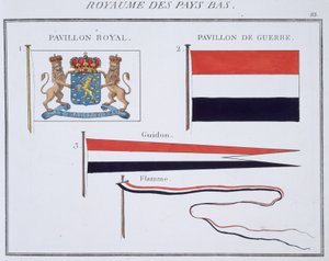 Flaggen aus dem Königreich der Niederlande, aus einem französischen Flaggenbuch, ca. 1819