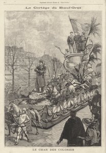 Wagen der Kolonien im Boeuf Gras Karnevalsumzug, Paris, Frankreich von French School
