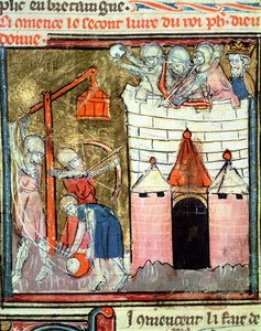 Belagerung des Château de Chinon, aus den Grandes Chroniques de France, 1375-79 von French School