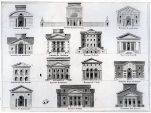 Vierzehn der von Claude Nicolas Ledoux entworfenen Barrieren für die Mauer der Bauern-General um Paris