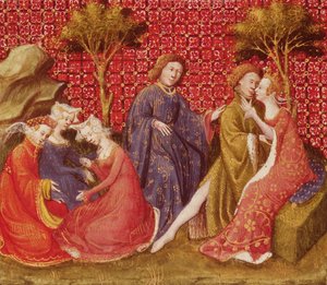 Wie Lancelot Guinevere zum ersten Mal küsste, aus Lancelot du Lac von French School