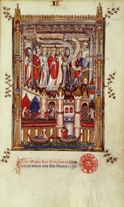 Das erste Verhör von St. Denis und seinen Gefährten durch Sisinnius, aus Vie de St. Denis, 1317