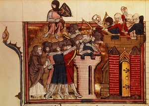 Der Kreuzzugangriff auf Jerusalem im Jahr 1099, aus Le Roman de Godefroi de Bouillon