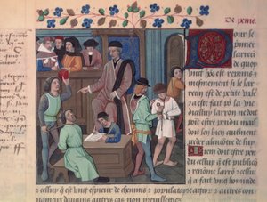 Fr 4367 f.55v Ein Richter verhört Gefangene von French School