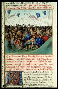 Lothar I (795-855), Kaiser des Westens, im Kampf mit seinen Brüdern Ludwig dem Deutschen (ca. 804-76) und Karl dem Kahlen (823-77) in Fontenoy en Puisaye im Jahr 841