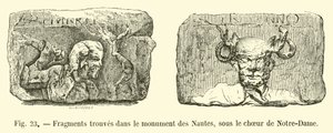 Fragmente gefunden im Monument der Nautes, unter dem Chor von Notre-Dame von French School