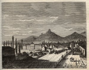 Frankreich, Elsass, Bas-Rhin (67), Saverne: Ufer der Zorn, das alte Schloss Haut Barr, erbaut auf den Felsen - Gravur in „France illustree: geography, history, statistical administration“ von V.A. Malt-Brown. 1884