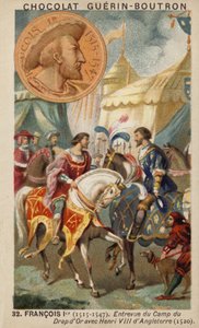 Franz I. von Frankreich und Heinrich VIII. von England treffen sich auf dem Feld des Goldenen Tuchs von French School
