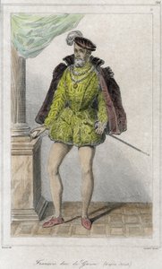 François I. von Lothringen, 2. Herzog von Guise (1519-1563). Er begann den ersten Religionskrieg durch das Massaker von Wassy (Vassy) (1562). Gravur 19. Jahrhundert.