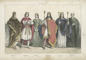 Fränkische Könige und Königinnen der Merowingischen Dynastie von French School