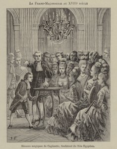 Freimaurerei im 18. Jahrhundert: Magische Seance durchgeführt von Alessandro Cagliostro, Gründer des Ägyptischen Ritus von French School