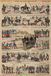 Kavalleriekadetten der französischen Armee im Training (Farbstich) von French School