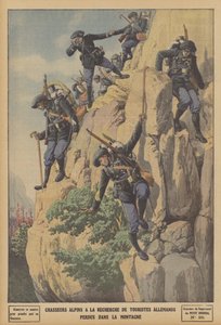 Französische Alpenjäger suchen nach deutschen Touristen, die in den Alpen verloren gegangen sind von French School