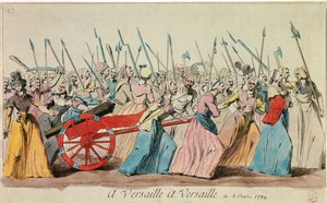 Französische Revolution: Der Marsch der Frauen nach Versailles am 5. Oktober von French School