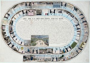 Französische Revolution: Gänsespiel am Ende des 18. Jahrhunderts mit den wichtigsten Stationen der Revolution von French School