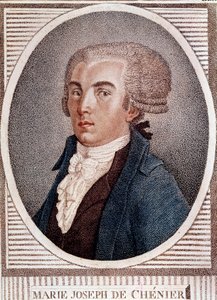 Französische Revolution: Porträt des Diplomaten, Dichters und Historikers Marie Joseph Chenier (1764-1811), Autor des "Chant du départ". Gravur des 19. Jahrhunderts von French School