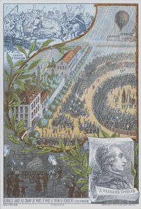 Französischer Ballonfahrer Jacques Charles startet den ersten Wasserstoffballon vom Champ de Mars, Paris, 27. August