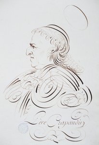 Französische Kalligraphie: Porträt von Pater Crapaudin von Bernard aus Paris um 1780. Historische Bibliothek der Stadt Paris. von French School