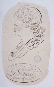 Französische Kalligraphie: Porträt einer jungen Person, ausgeführt von Bernard de Paris um 1780. von French School