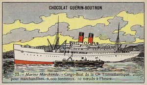 Französisches Frachtschiff der Compagnie Transatlantique von French School
