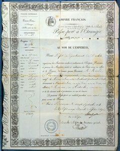 Französischer Pass, aus Besançon, 20. September 1854