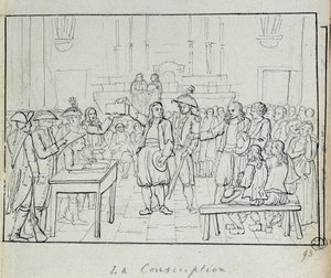 Französische Revolution: Einberufungsszene in der Bretagne im Jahr 1793. Paris, Musée Carnavalet von French School