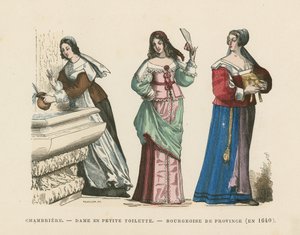 Französische Damenkostüme, 17. Jahrhundert von French School