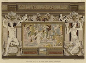 Fresko im Schloss Fontainebleau, Frankreich, 16. Jahrhundert von French School
