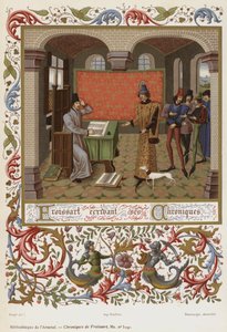Froissart schreibt seine Chroniken (Chromolithografie) von French School