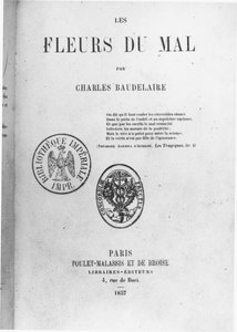 Vorderseite der Erstausgabe von Les Fleurs du mal von Charles Baudelaire, veröffentlicht von Poulet-Malassis et de Broise, 1857