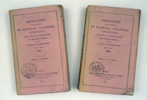 Vorderseiten von zwei französischen Salon-Katalogen, die Mr und Mrs Bowes geschenkt wurden, 1868 von French School