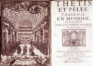 Frontispiz von „Thetis und Peleus Tragödie in Musik dargestellt von der Königlichen Musikakademie“ von French School