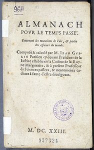 Frontispiz des Buches „Almanach pour le temps passé“, von Jean Guerin von French School