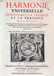 Frontispiz von Harmonie universelle contenant la theorie et la pratique de la musique von Marin Mersenne (Marin Mersennus oder le Pere Mersenne) (1588-1648), 1637