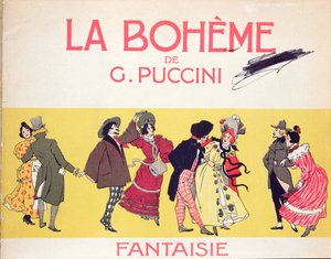 Frontispiz des Partiturblatts für La Bohème von Puccini, frühes zwanzigstes Jahrhundert
