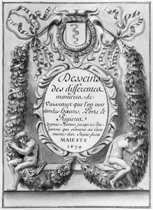 Frontispiz zu Desseins des differentes manieres de vaisseaux...depuis Nantes jusqua Bayonne..., 1679