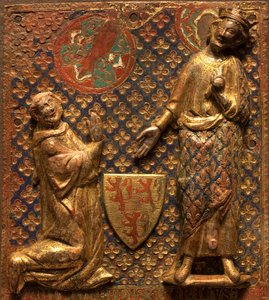 Grabplatte: Guy de Meyos kniet vor Saint Louis (Ludwig IX. von Frankreich) von French School